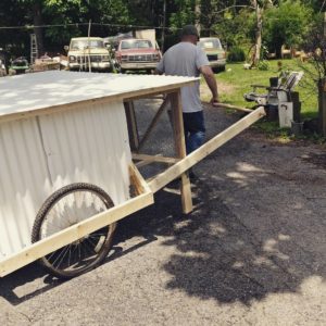 Easily moving the chickshaw chicken tractor!